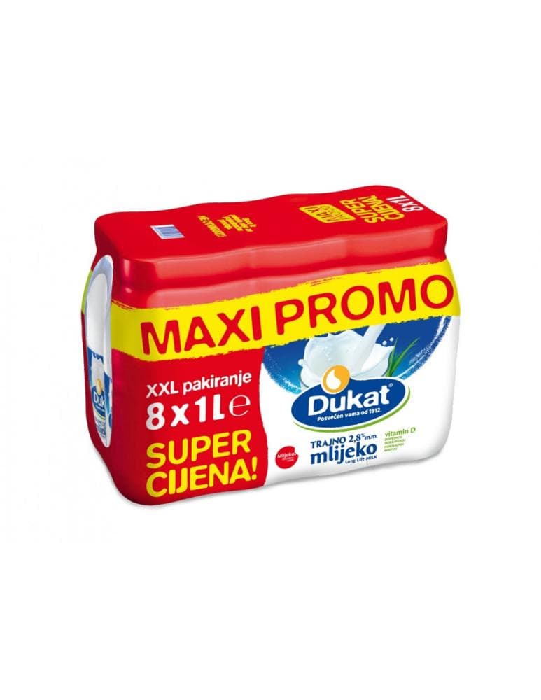 Dukat Trajno mlijeko 8x1l Akcija u trgovini Plodine