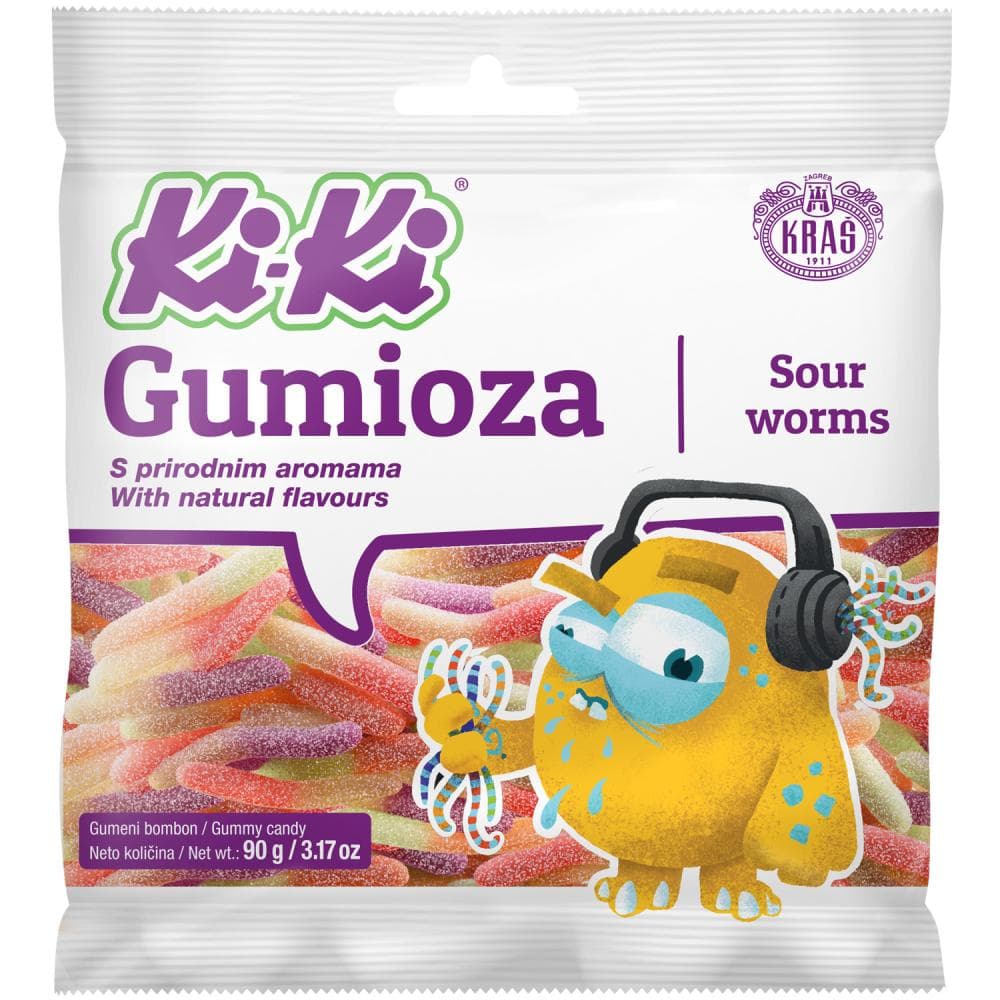 Ki-Ki bomboni Sour worms 90 g Akcija u trgovini Boso