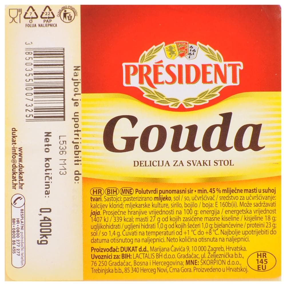 President Sir Gouda 400 g Akcija u trgovini Studenac