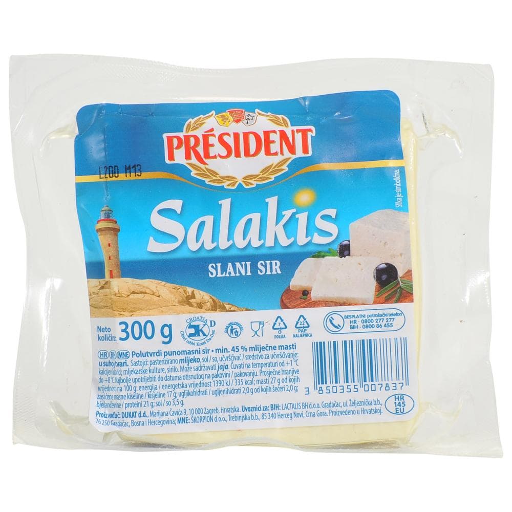 Salakis slani sir 300 g President Akcija u trgovini Tommy