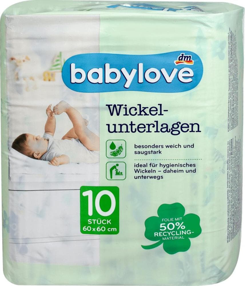 babylove podloga za previjanje 10 kom. Akcija u trgovini Dm