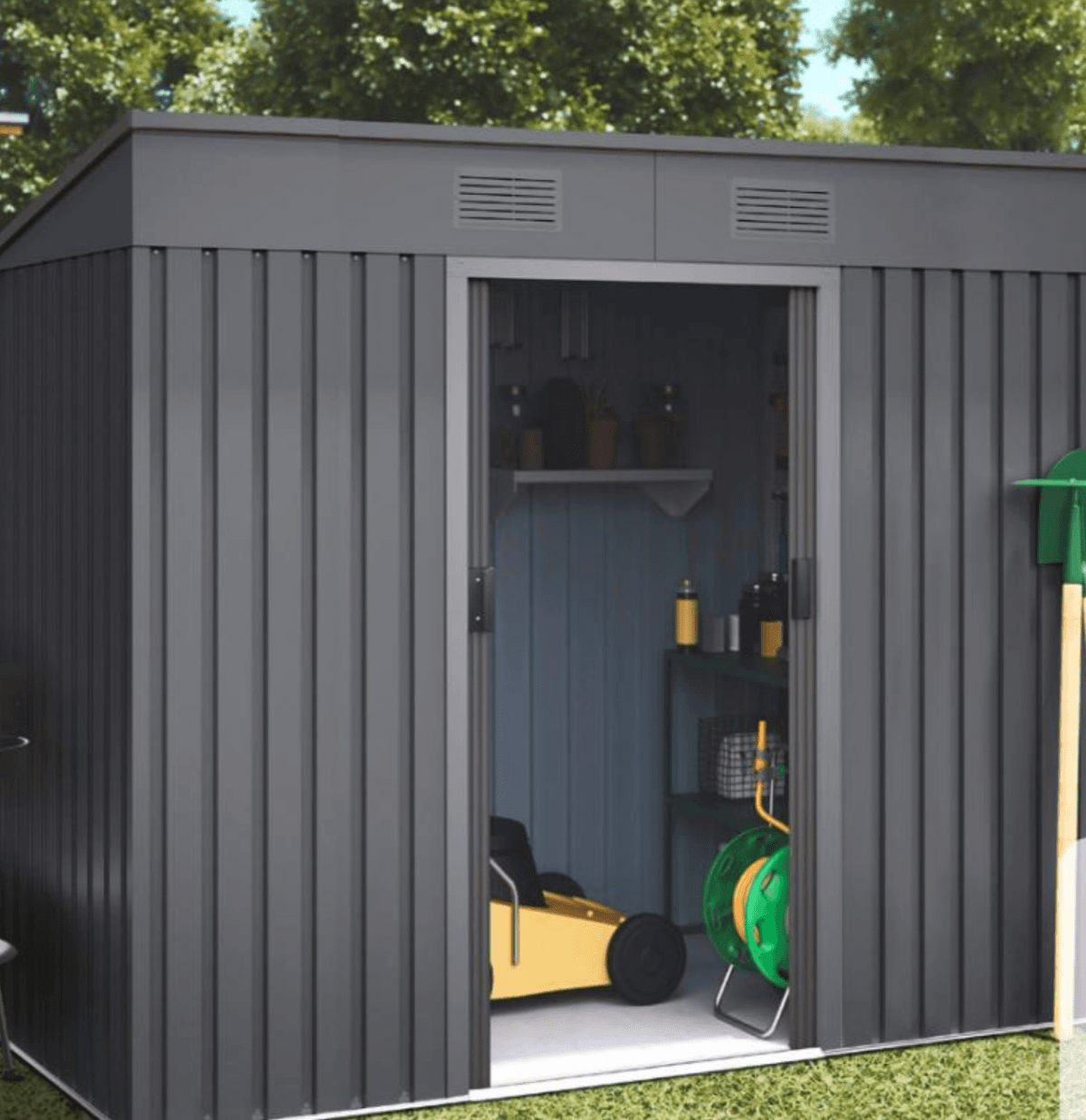 Vrtno spremište 'Oulu Dark' d 120 x š 225 x v 174-202 cm, površina 3,14 m² Akcija u trgovini Bauhaus