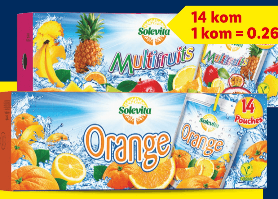 Solevita napitak od naranče ili multivitamin 14 x 0.2 l Akcija u trgovini Lidl