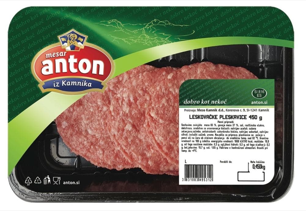 Svježa leskovačka pljeskavica 450 g Meso Kamnik Akcija u trgovini Plodine