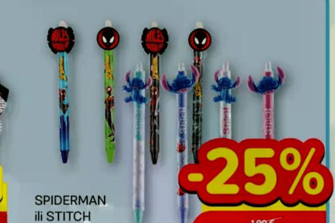 Spiderman ili Stitch olovka Akcija u trgovini Plodine