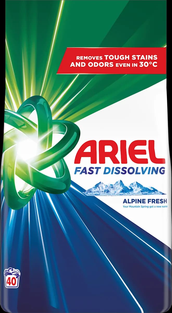 Ariel Fast Dissolving Alpine Fresh 40 pranja Akcija u trgovini Bipa