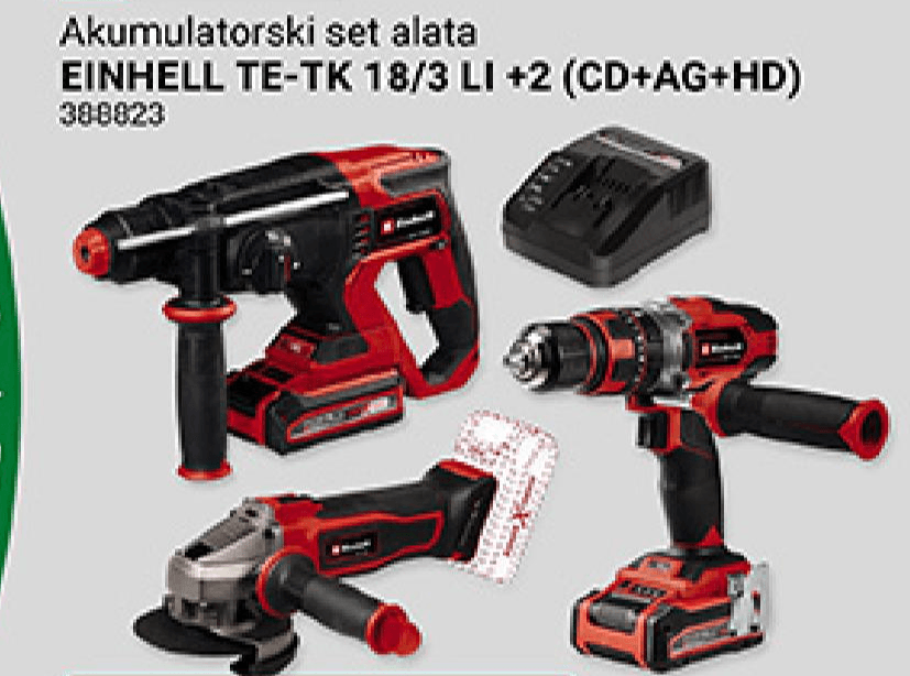 Einhell akumulatorski set alata TE-TK 18/3 LI +2 Akcija u trgovini Pevex