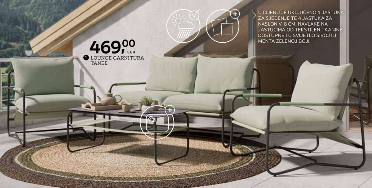 Lounge garnitura Tanee 1 set Ambia Garden Akcija u trgovini Lesnina