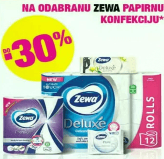 Zewa papirna konfekcija Akcija u trgovini Bipa