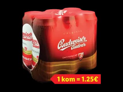 Budweiser svijetlo pivo 6 x 0.5 l Akcija u trgovini Lidl