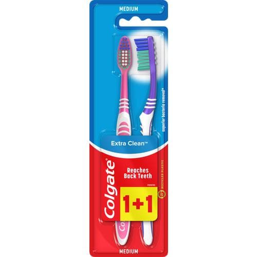 Colgate četkica za zube Extra Clean 1+1 Medium 1 pak Akcija u trgovini NTL