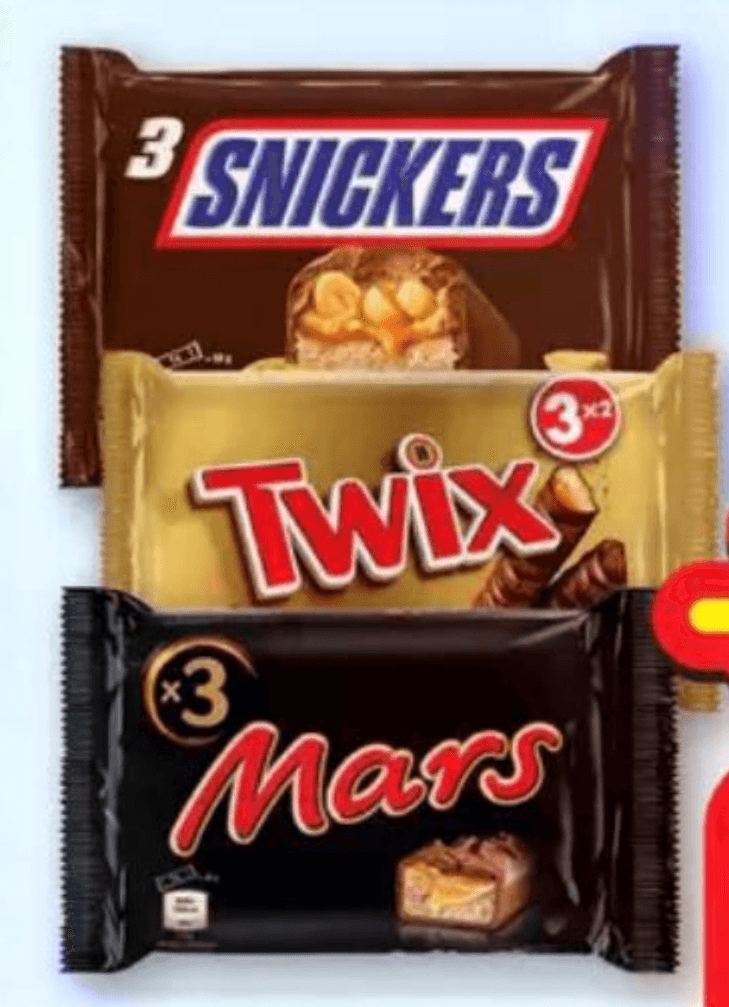 Twix, Snickers i Mars 3 pack Twix, Snickers, Mars Akcija u trgovini Studenac