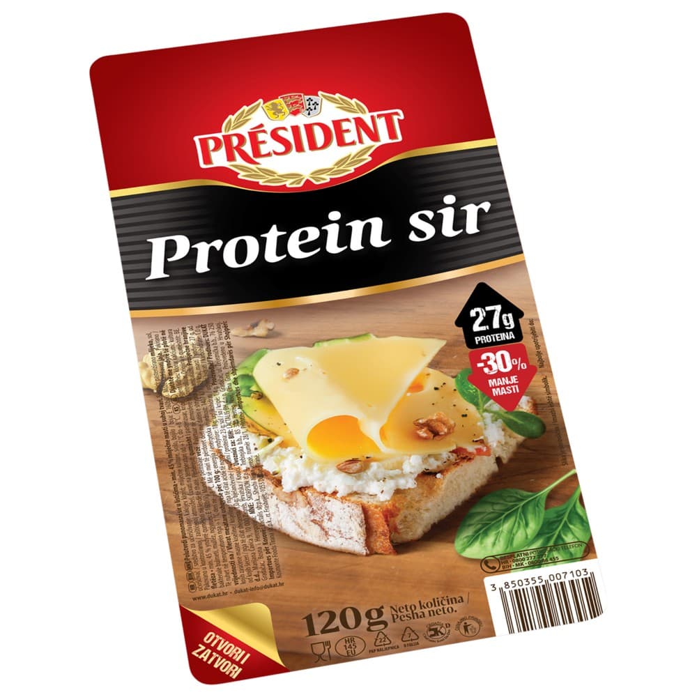 President proteinski sir u listićima 120 g Akcija u trgovini Konzum