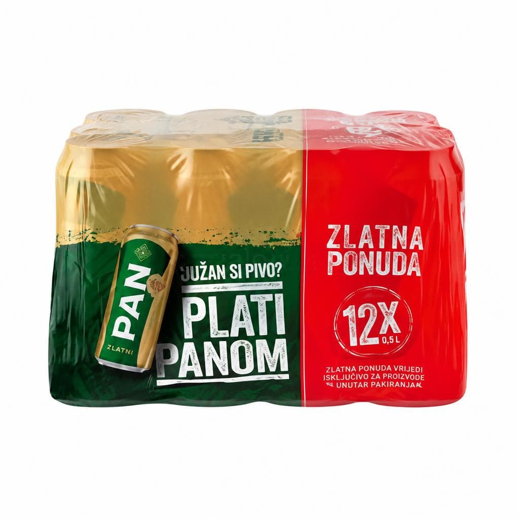 Pan Zlatni svijetlo pivo 12 x 0,5 L Akcija u trgovini Kaufland