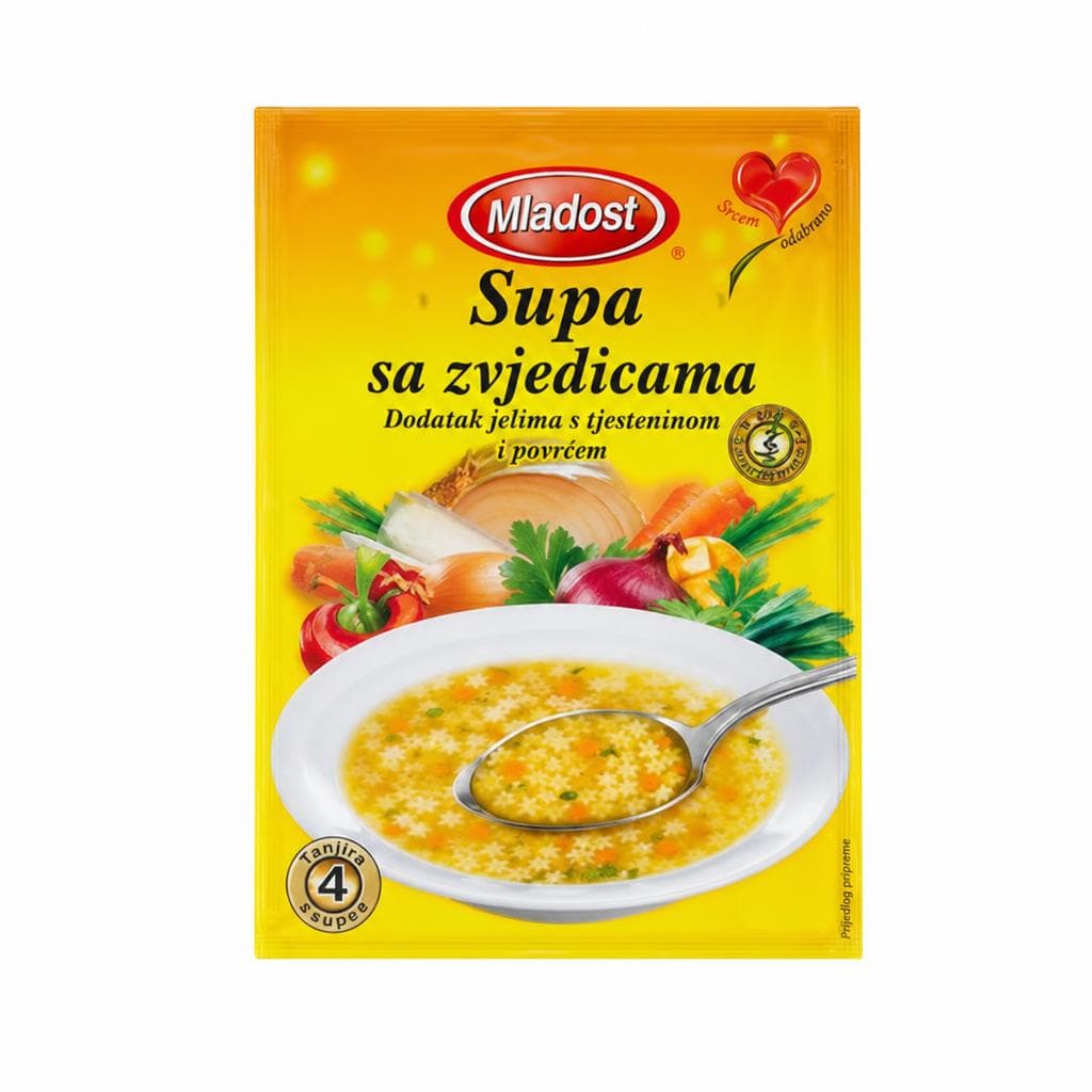 Mladost kokošja juha sa zvjezdicama 65g Akcija u trgovini Pivac