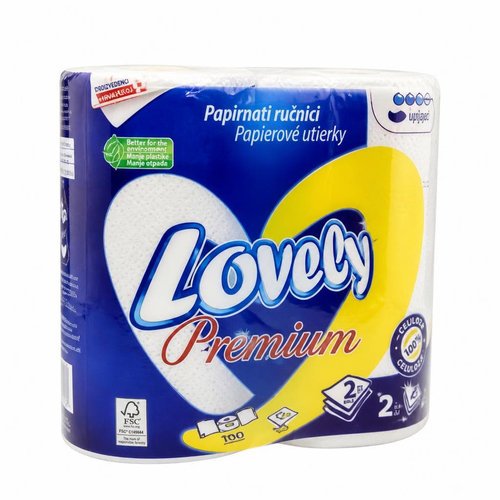 Lovely papirnati ručnici Premium 3 sloja, 100 listića, 2 role Akcija u trgovini Spar