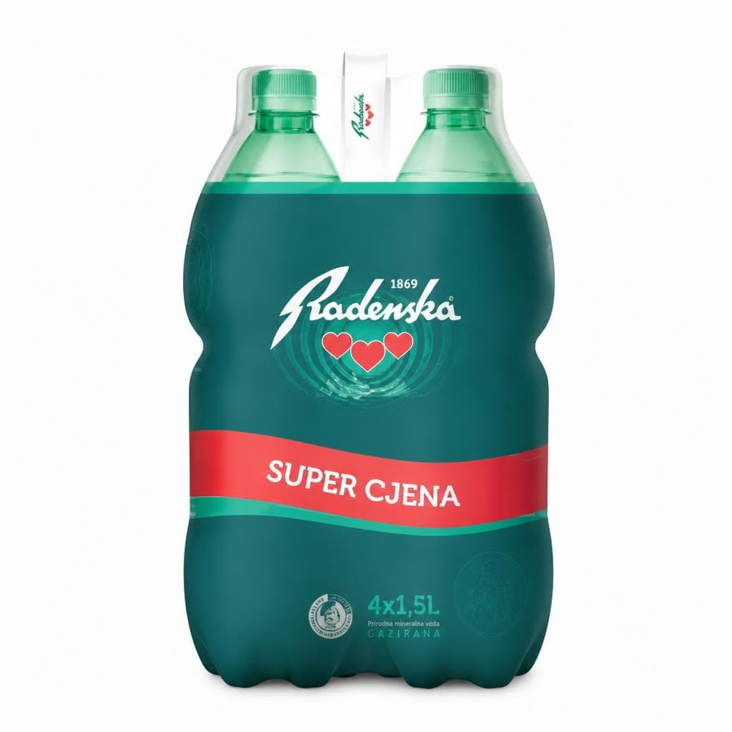 Radenska prirodna mineralna gazirana voda 4 x 1,5 L Akcija u trgovini KTC