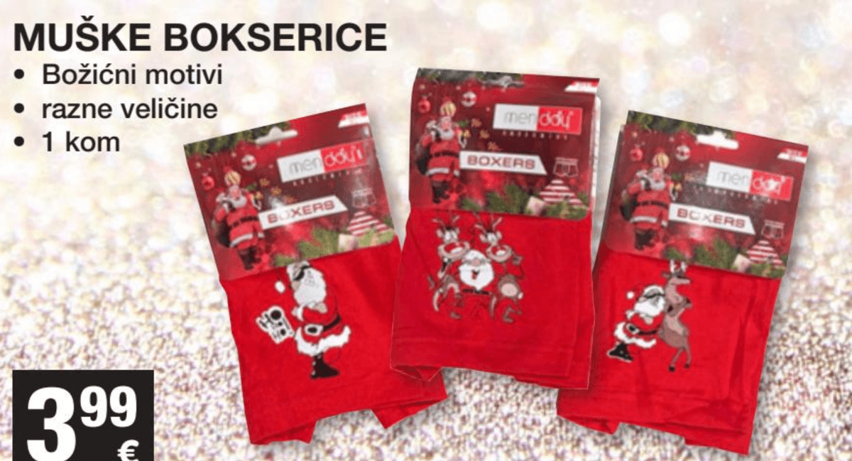 Božićne bokserice 1 kom - Akcija u trgovini Interspar