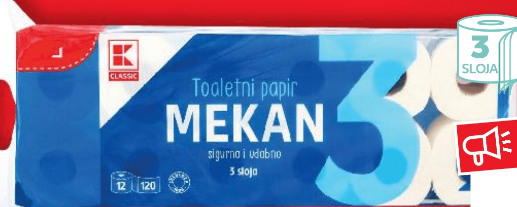 Classic Toaletni papir Mekan 12/1 Akcija u trgovini Kaufland