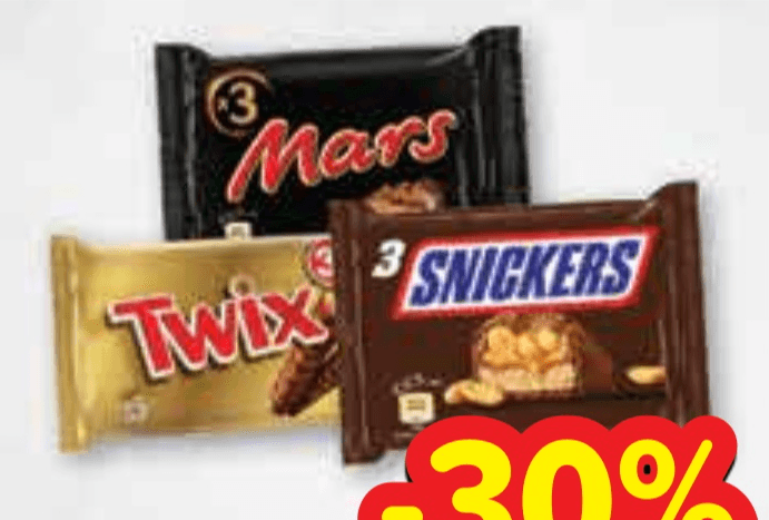 Snickers, Twix ili Mars Čokoladice 3x 45 - 3x 50 g Snickers, Twix, Mars - Akcija u trgovini Plodine