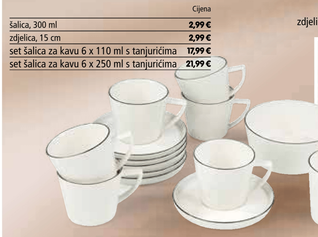 Set šalica za kavu s tanjurićima 6 x 250 ml - Akcija u trgovini Interspar