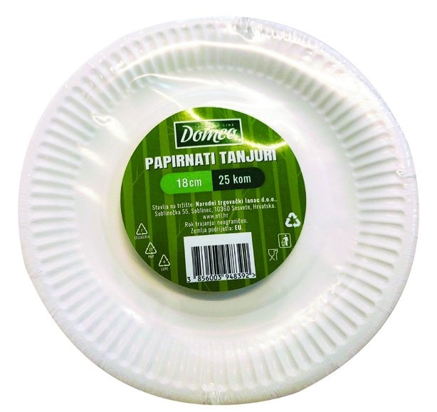 Papirnati tanjur fi18 cm 25 kom DOMEO - Akcija u trgovini NTL