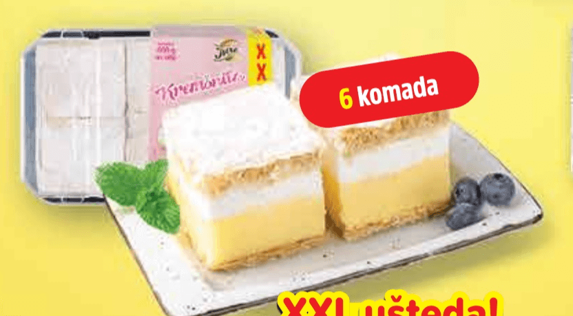 Kremšnita 6 komada, 600 g - Akcija u trgovini Plodine