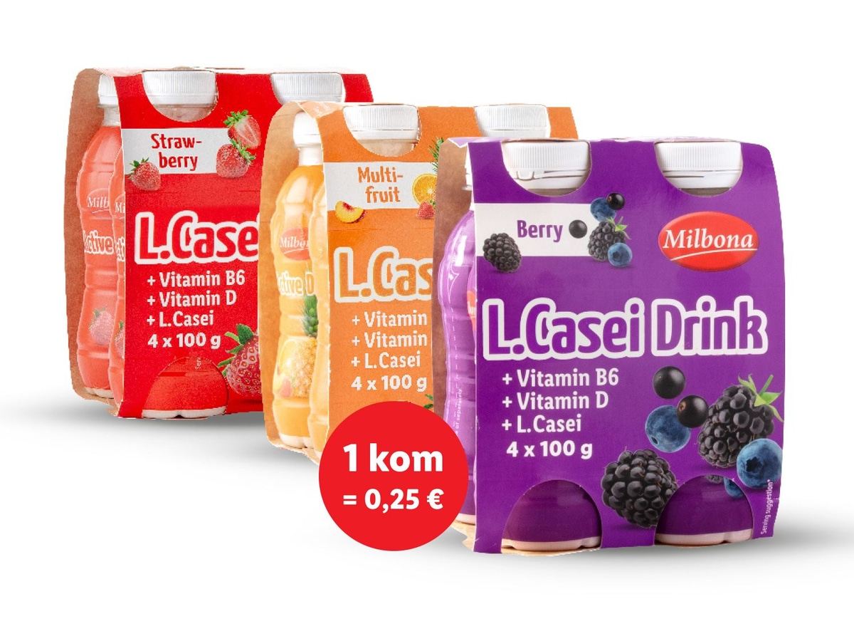 Milbona L.Casei Active napitak 4 x 100 g - Akcija u trgovini Lidl