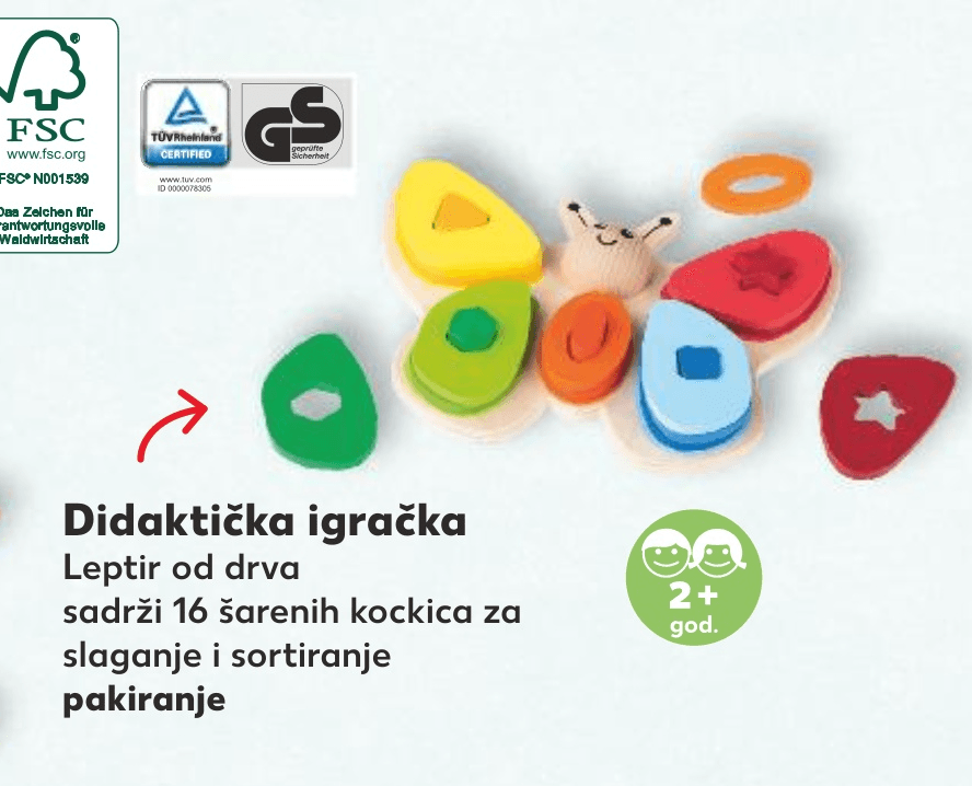 Didaktička igračka Leptir od drva Kuniboo - Akcija u trgovini Kaufland