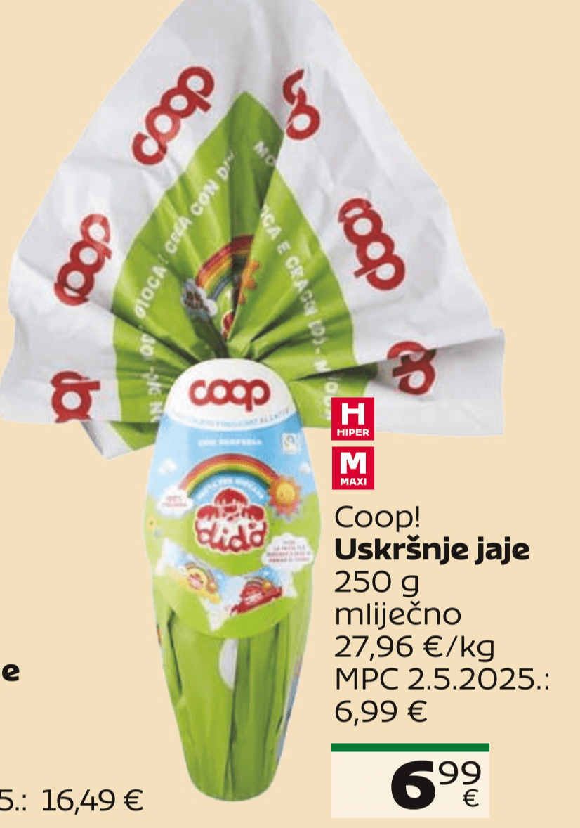 Coop! Uskršnje jaje 250 g - Akcija u trgovini Tommy