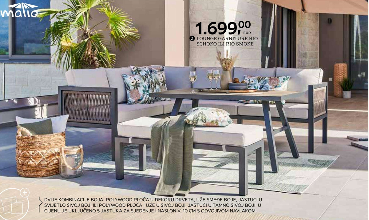 Lounge garnitura Rio Schoko ili Rio Smoke - Akcija u trgovini Lesnina
