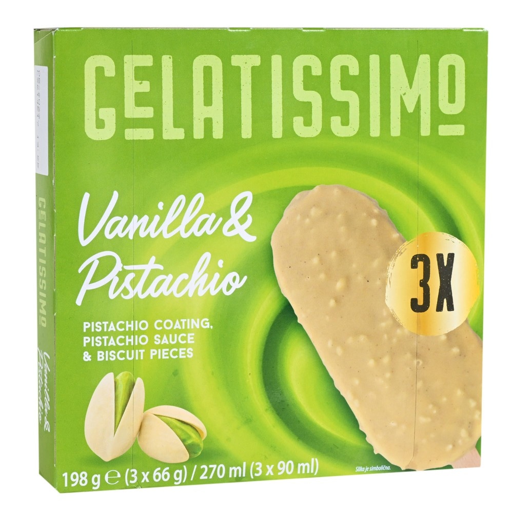 Gelatissimo sladoled vanilija-pistacija 3x90 ml Akcija u trgovini Konzum