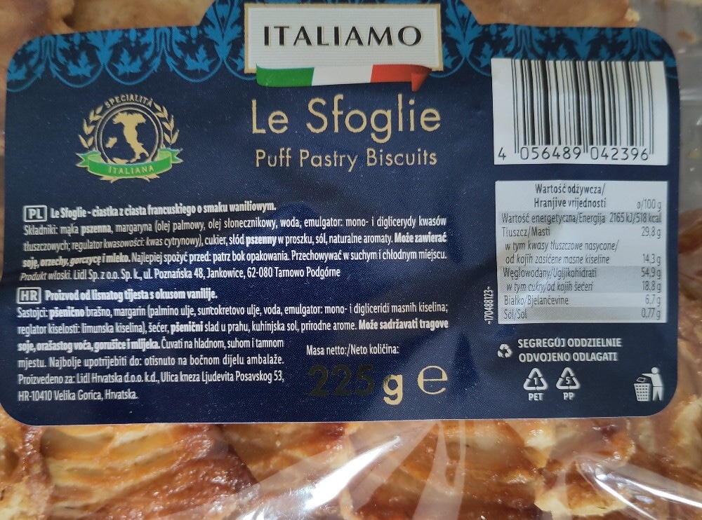 ITALIAMO Le Sfoglie lisnati keksi 225 g - Akcija u trgovini Lidl