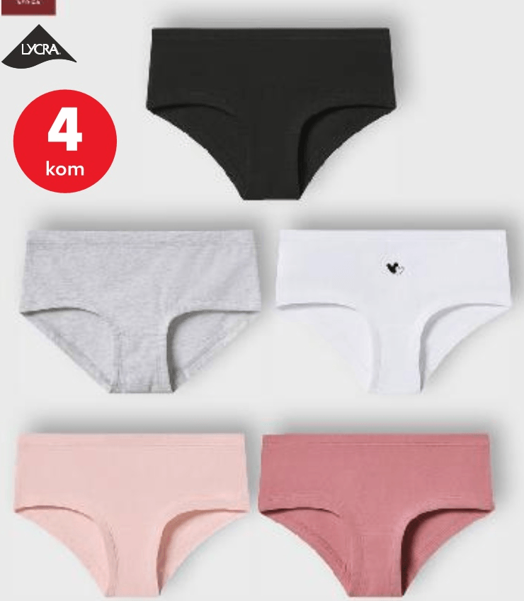 Hipster gaćice za djevojčice 4 kom HIP&HOPPS - Akcija u trgovini Kaufland