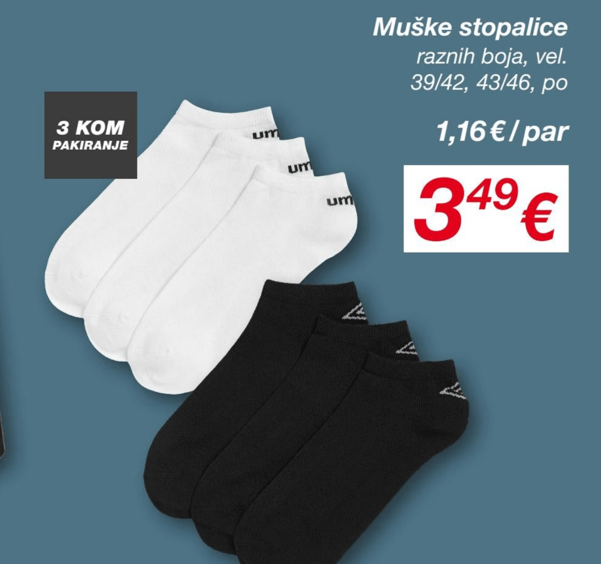 Muške stopalice 3 KOM PAKIRANJE - Akcija u trgovini Kik