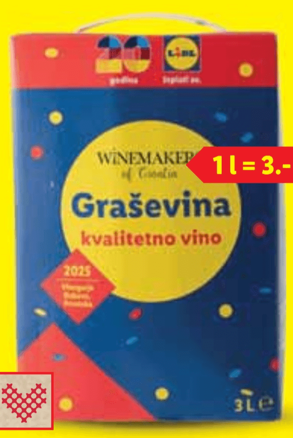 Winemakers of Croatia Graševina 3 L - Akcija u trgovini Lidl