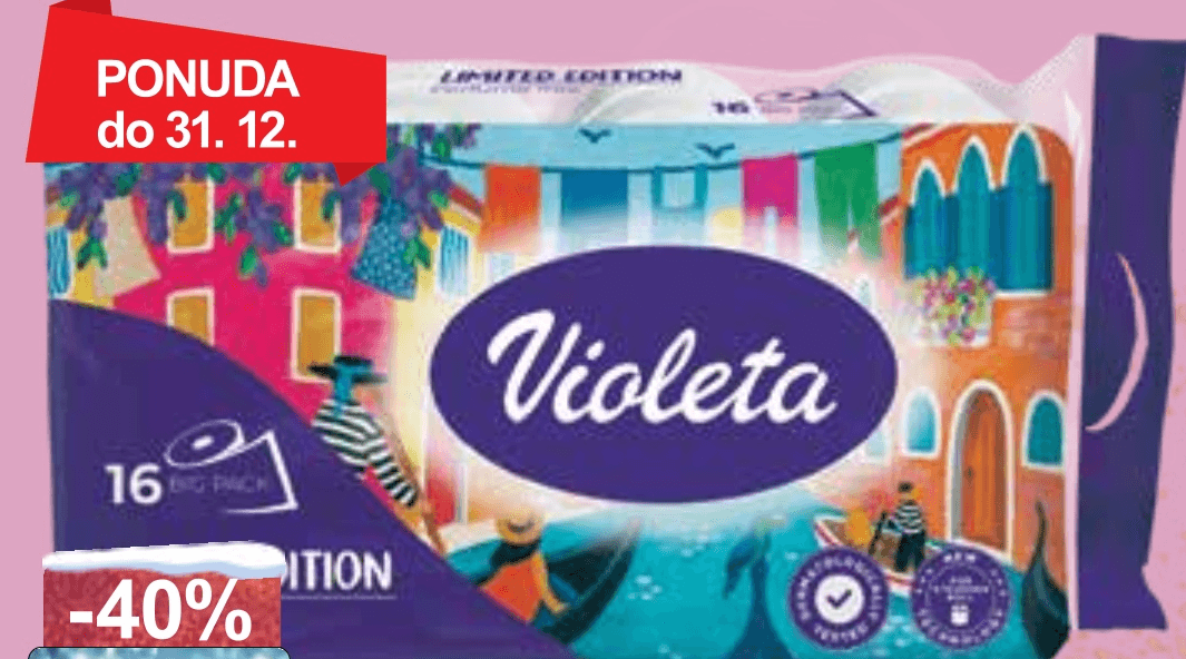 Toaletni papir Violeta 16/1, 3slojni - Akcija u trgovini KTC