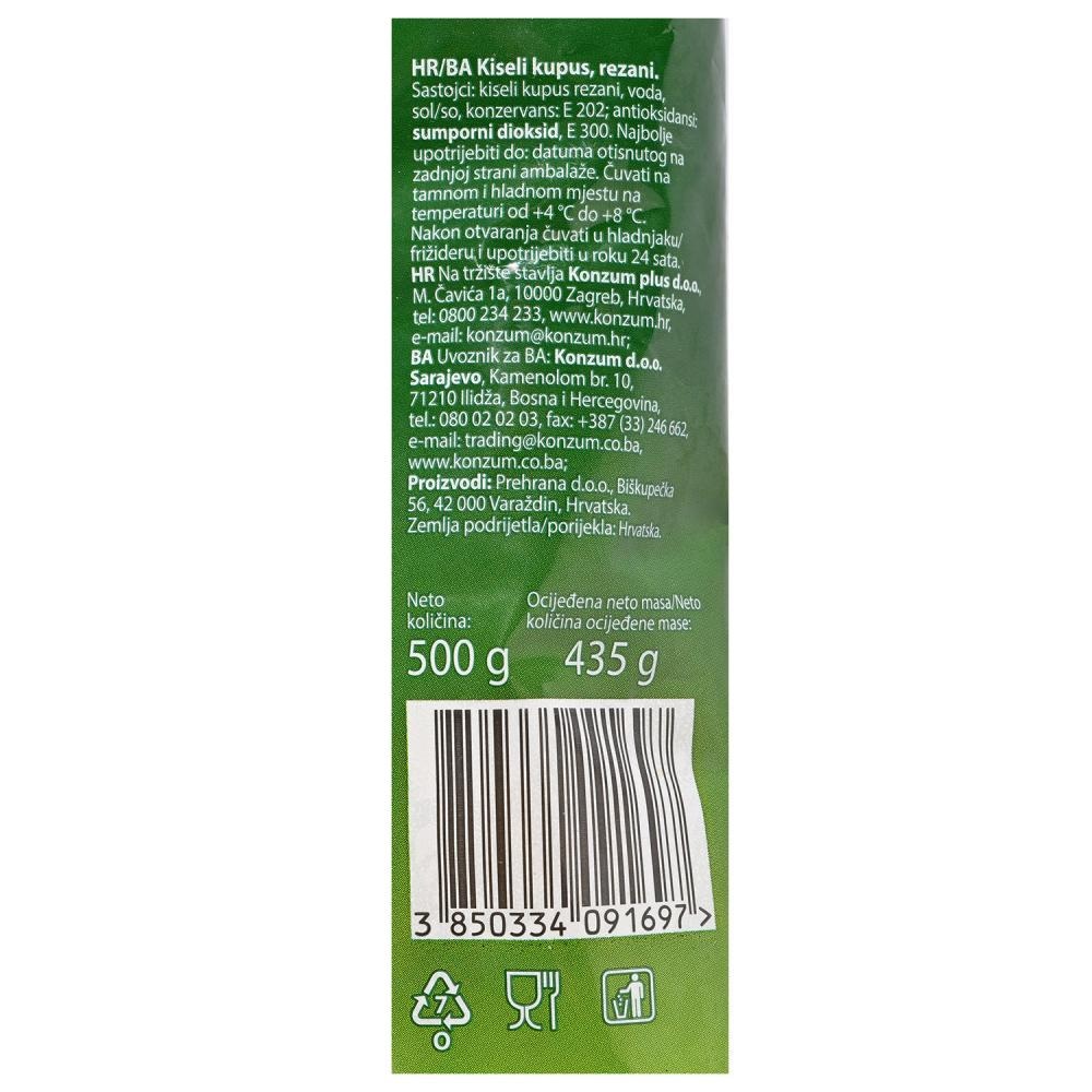Kiseli kupus rezani 500g KONZUM - Akcija u trgovini Konzum