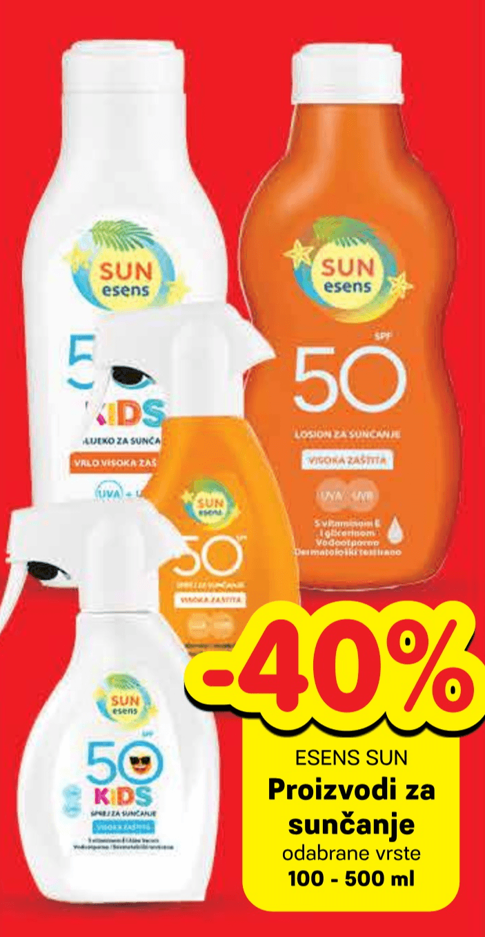 Esens Sun Proizvodi za sunčanje 100 - 500 ml - Akcija u trgovini Plodine