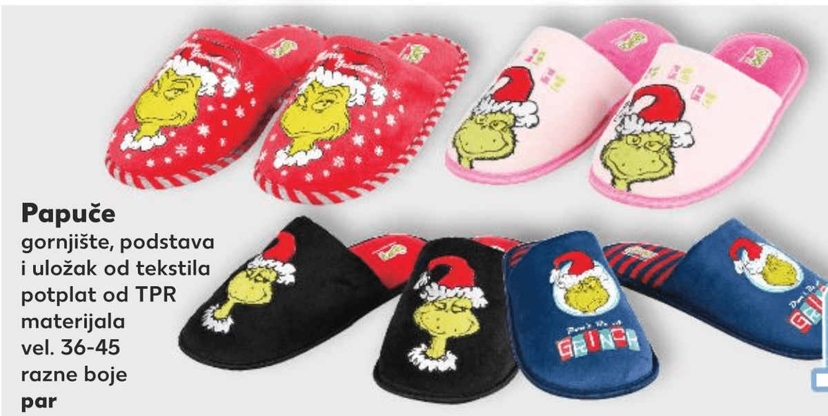 Papuče The Grinch - Akcija u trgovini Kaufland