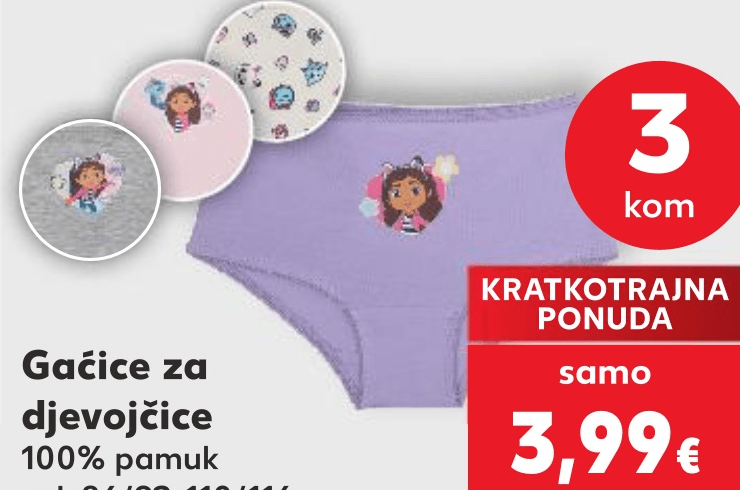 Gaćice za djevojčice 3 kom Gabby'S Dollhouse - Akcija u trgovini Kaufland