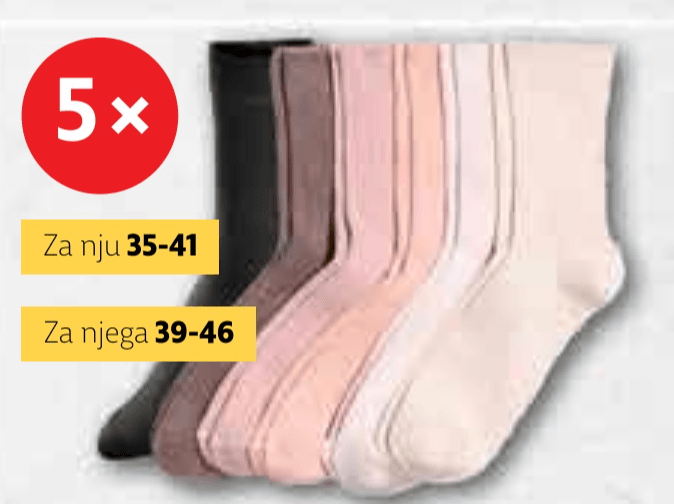 Čarape 5x - Akcija u trgovini Plodine
