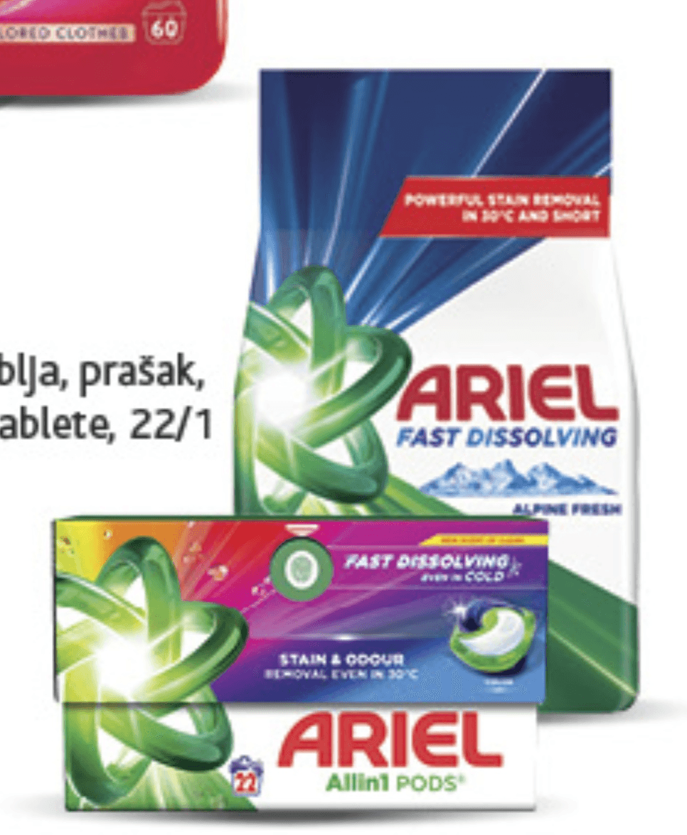 Ariel Deterdžent 1,65kg ili 22/1 - Akcija u trgovini Konzum