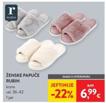 Rubin ženske papuče krzno 1 par Akcija u trgovini Spar