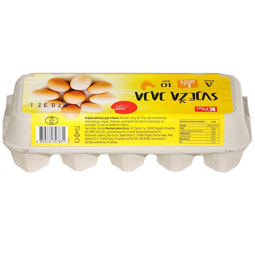 Svježa jaja 10 kom Akcija u trgovini Konzum