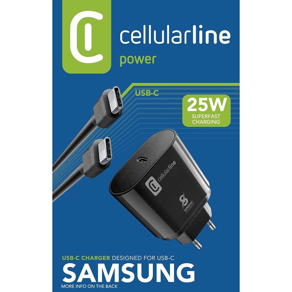 Punjač CELLULARLINE SAMSUNG USB-C i kabel C-C 25W 2021 - Akcija u trgovini Pevex