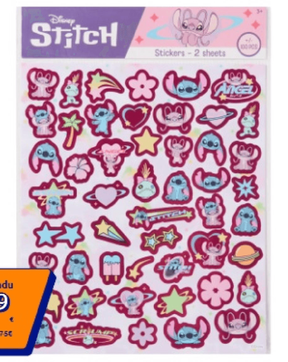 Disney Stitch listovi naljepnica 2 komada Akcija u trgovini Action