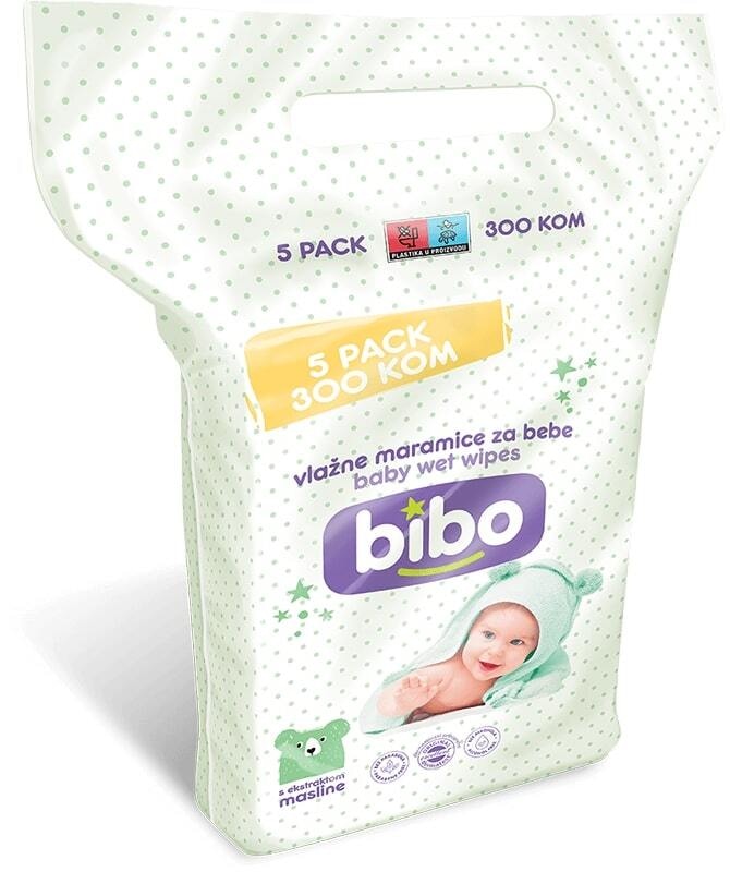 Bibo dječje vlažne maramice 5*60 kom - Akcija u trgovini KTC