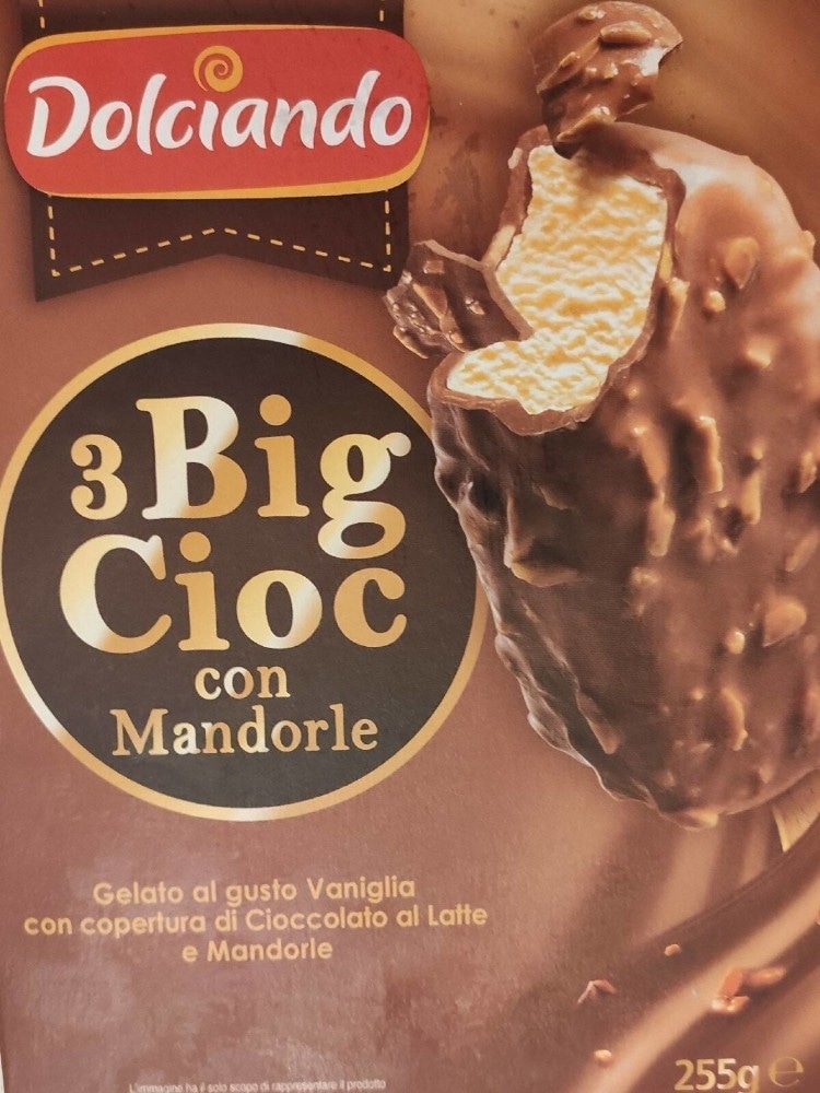 Sladoled Big Cioc s bademima i mliječnom/bijelom čokoladom 3 KOM Dolciando Akcija u trgovini Eurospin