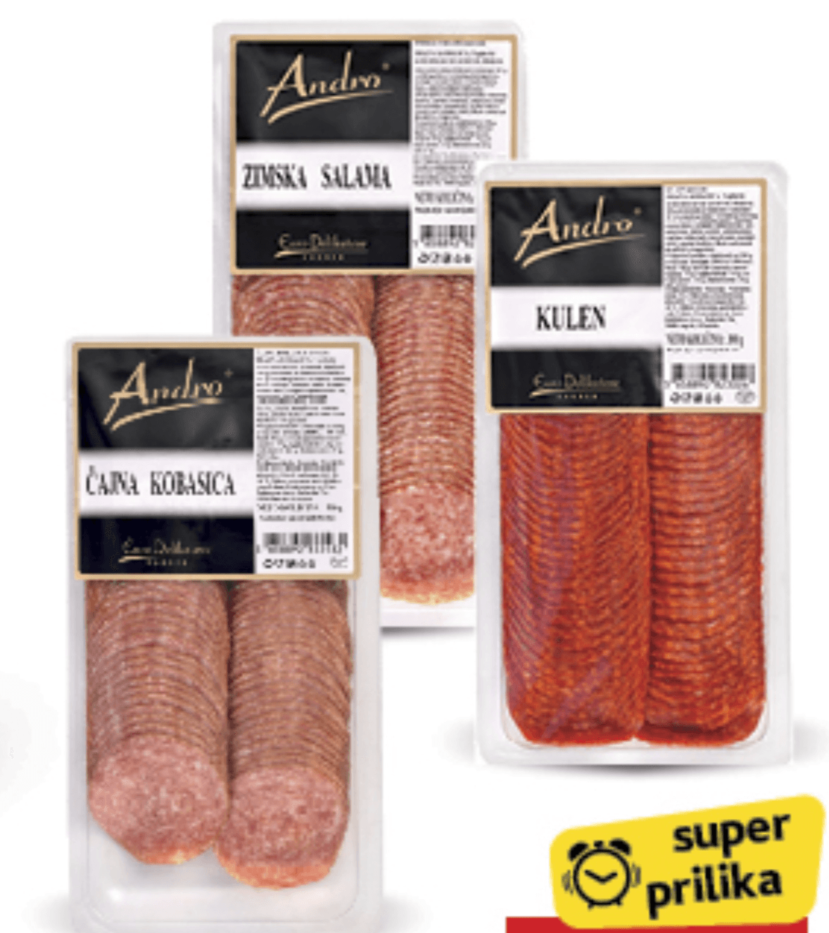 Čajna kobasica, Zimska salama, Kulen narezak Andro 300g - Akcija u trgovini Konzum